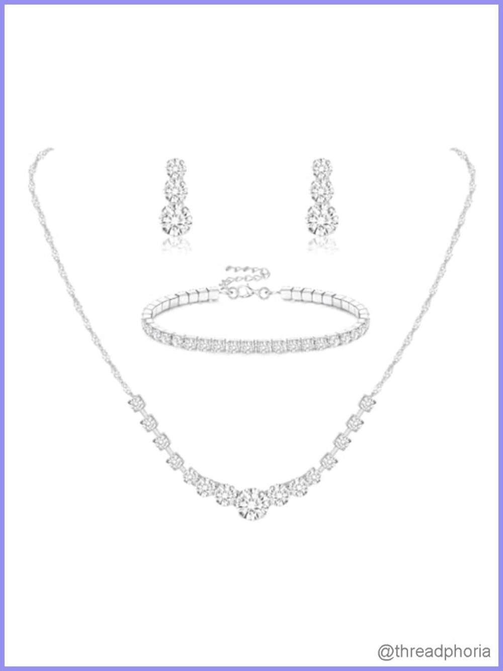 Crystal Jewelry Set for Women - 18K White Gold Plated Wedding Bridal Accessories